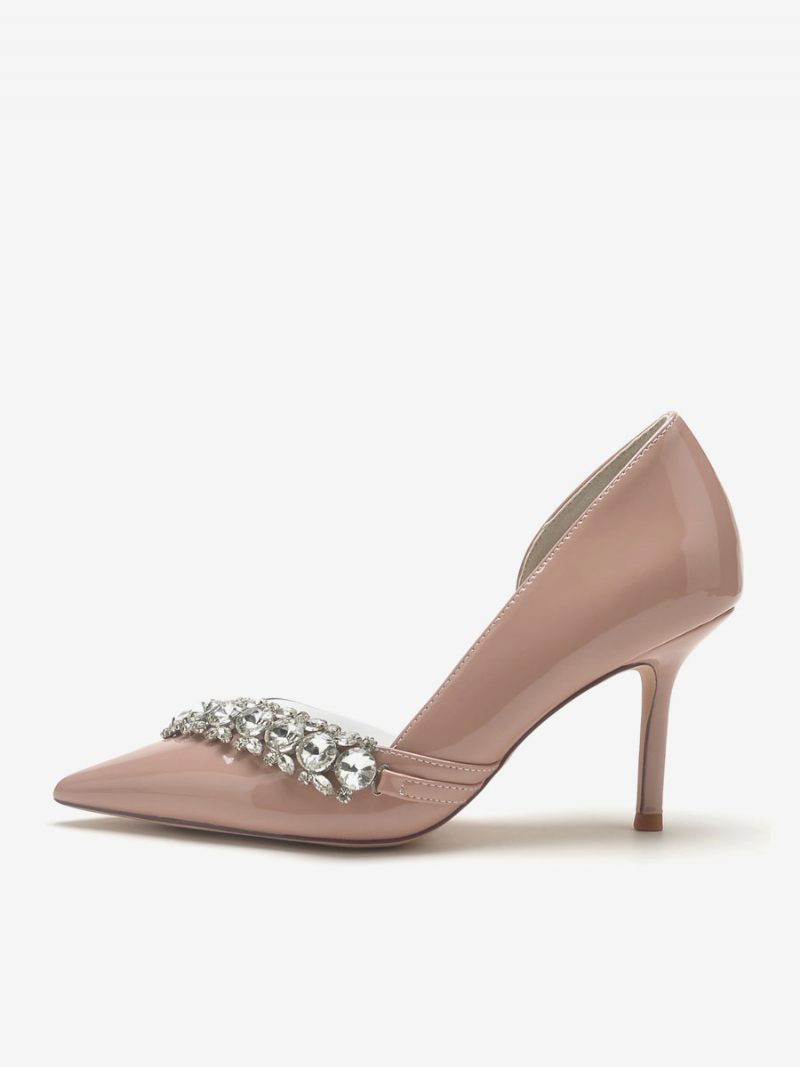 Chaussures Mariage Pour Femmes Mère La Mariée Pu Verni Bout Pointu Strass 3.3 Pouces - Jaune / Rouge