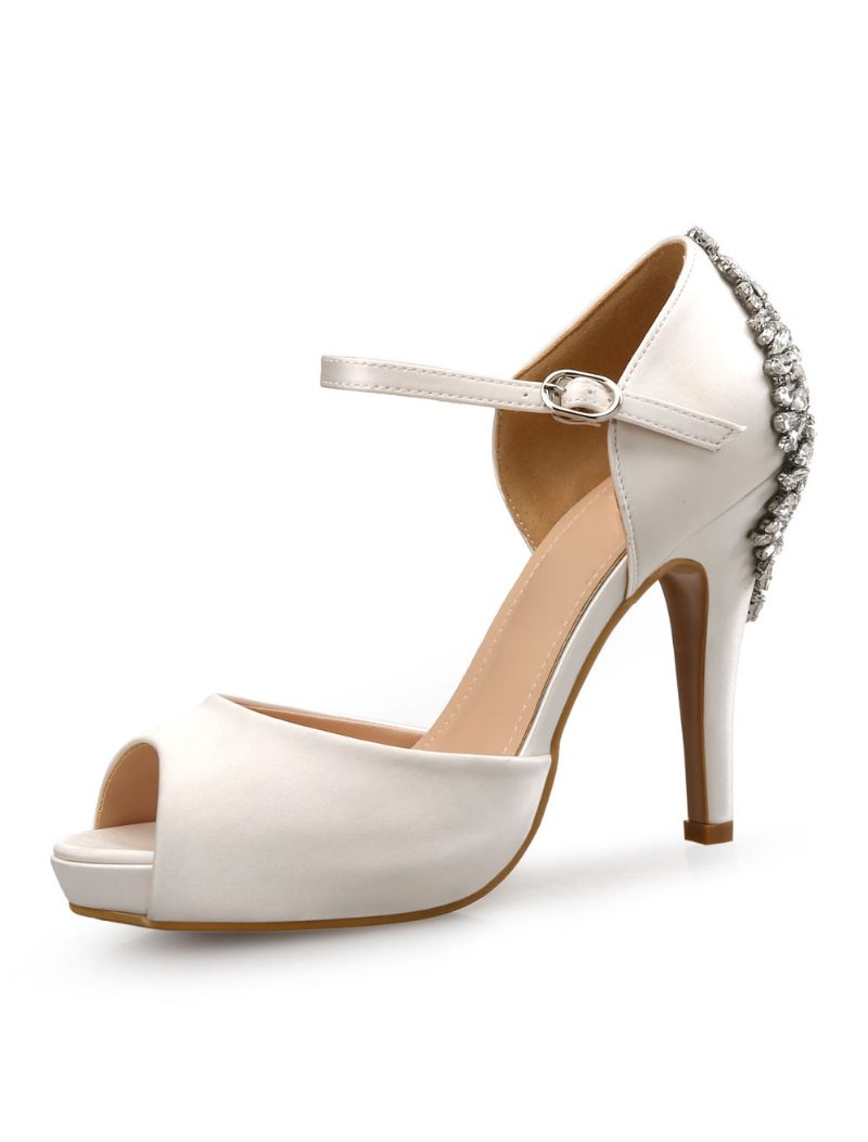 Chaussures Mariage Pour Femmes Plateforme Talons Mary Jane - Ivoire