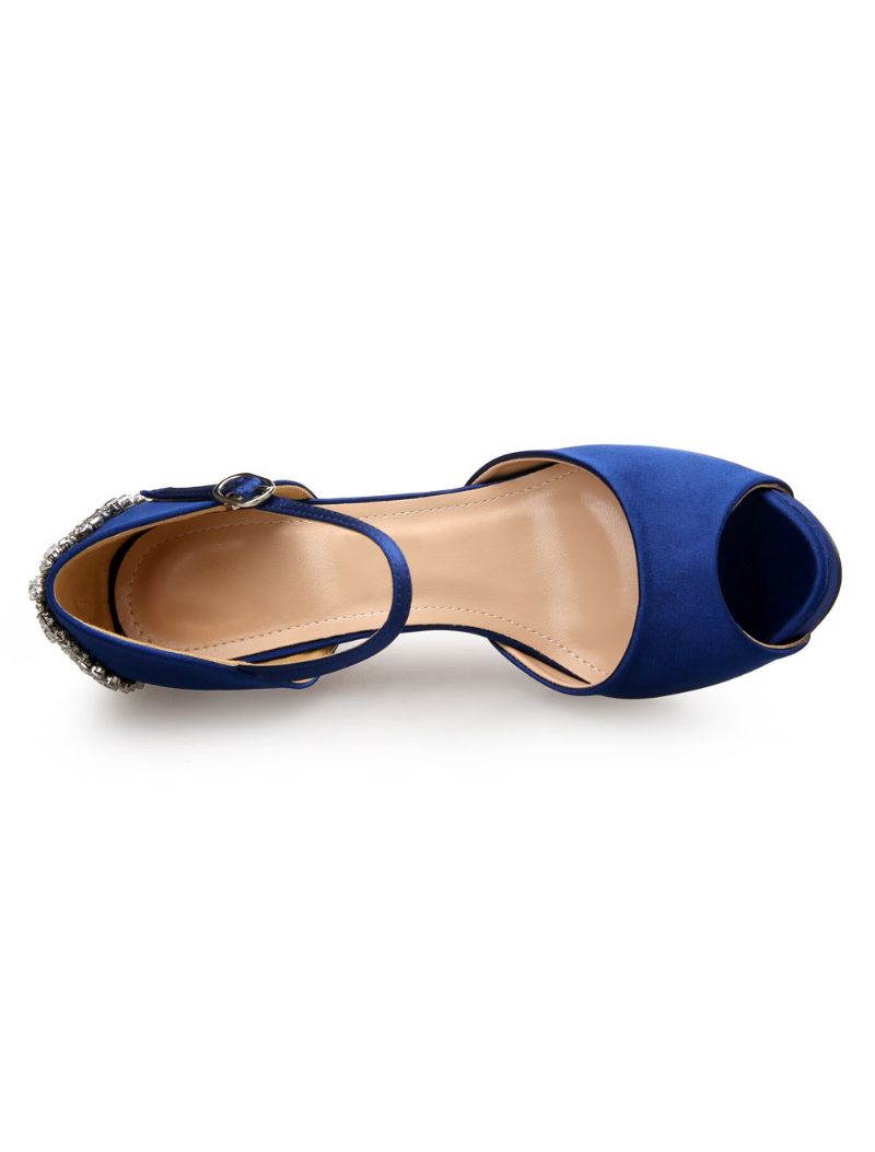 Chaussures Mariage Pour Femmes Plateforme Talons Mary Jane - Bleu