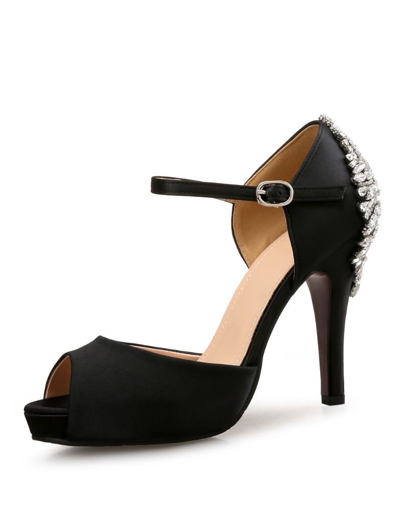 Chaussures Mariage Pour Femmes Plateforme Talons Mary Jane - Noir