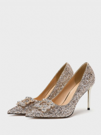 Chaussures Mariage À Paillettes Pour Femmes Escarpins Mariée Bout Pointu Et Talons Hauts