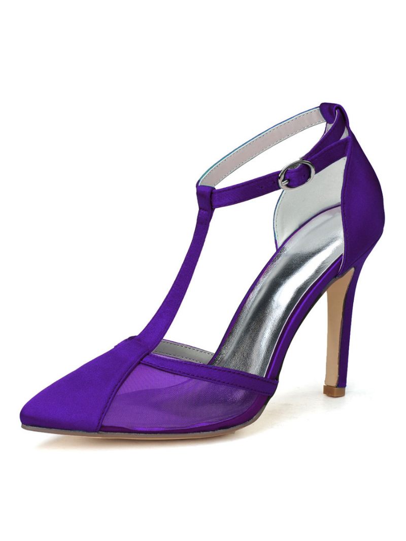 Chaussures Mariée Pour Femmes Escarpins À Talons Avec Bride T - Violet Foncé