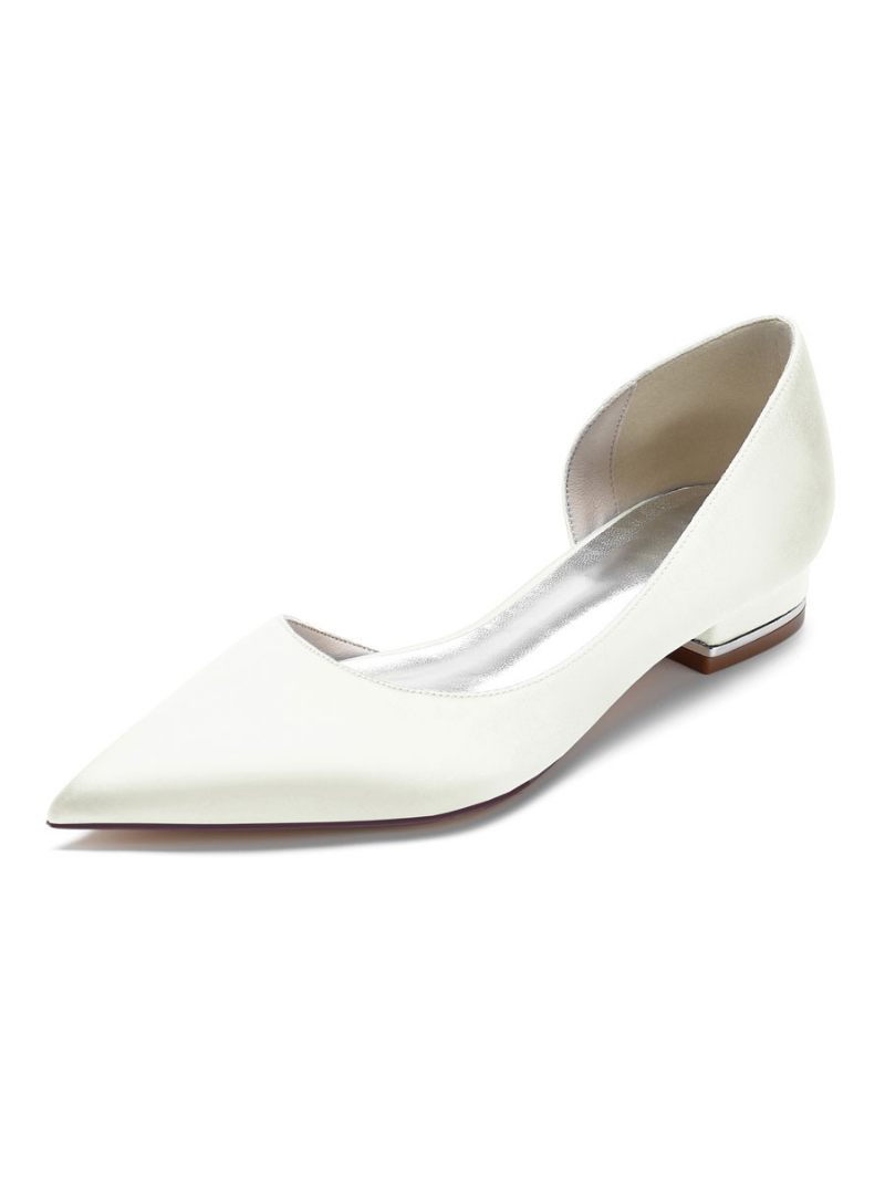 Chaussures Mariée Plates Dorsay Pour Femmes Satin - Ivoire