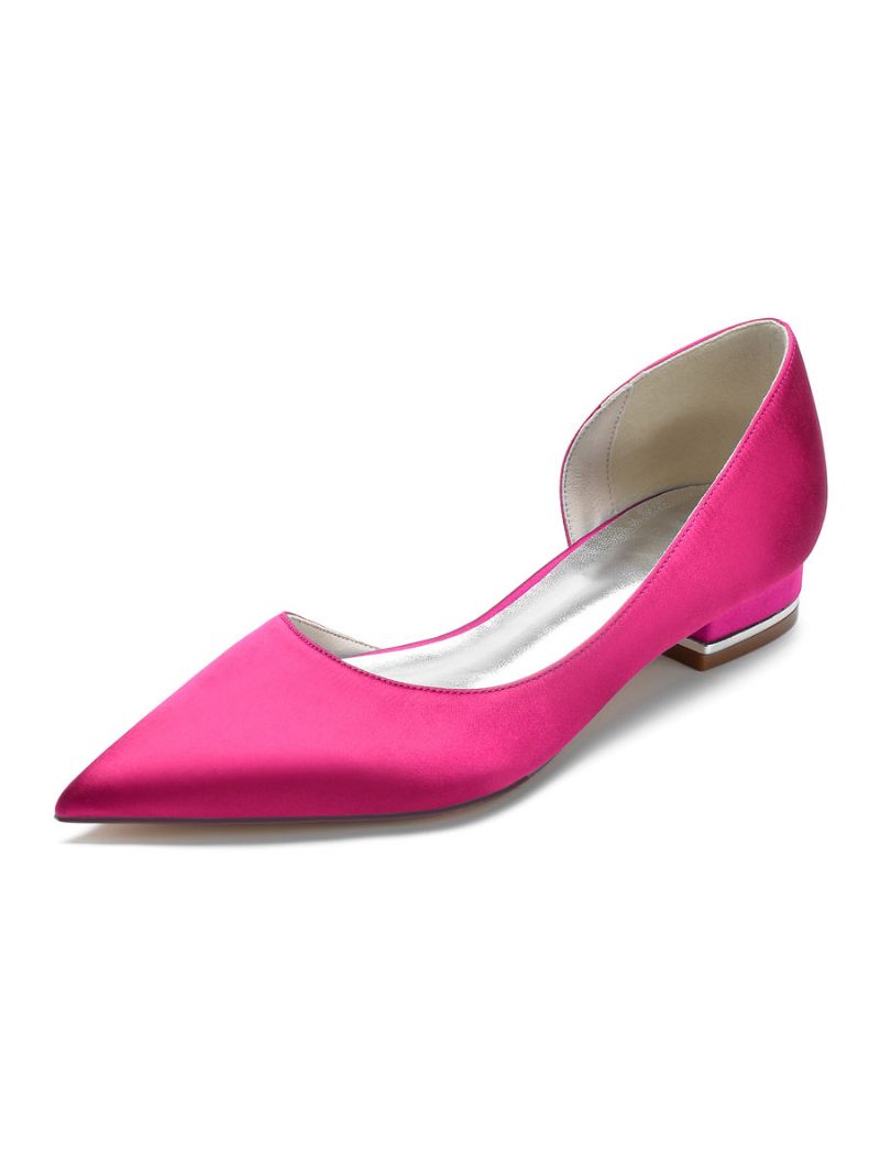 Chaussures Mariée Plates Dorsay Pour Femmes Satin - Rose