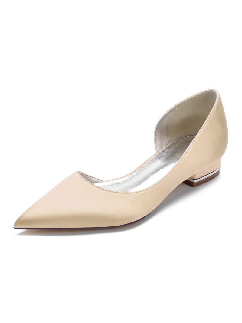 Chaussures Mariée Plates Dorsay Pour Femmes Satin - Champagne