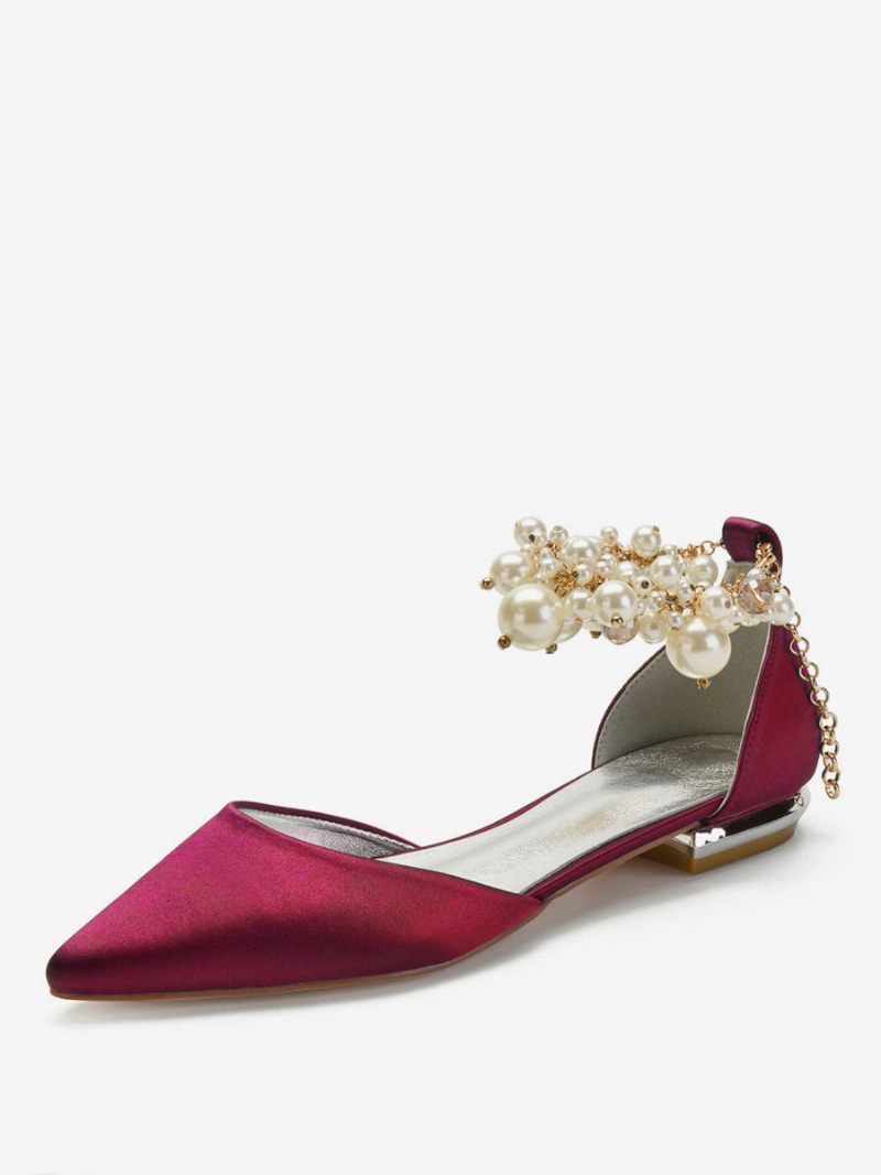 Chaussures Plates Mariage Ornées Bijoux Pour Femmes - Bourgogne