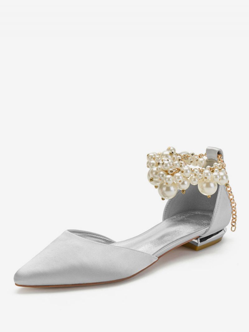 Chaussures Plates Mariage Ornées Bijoux Pour Femmes - Argent