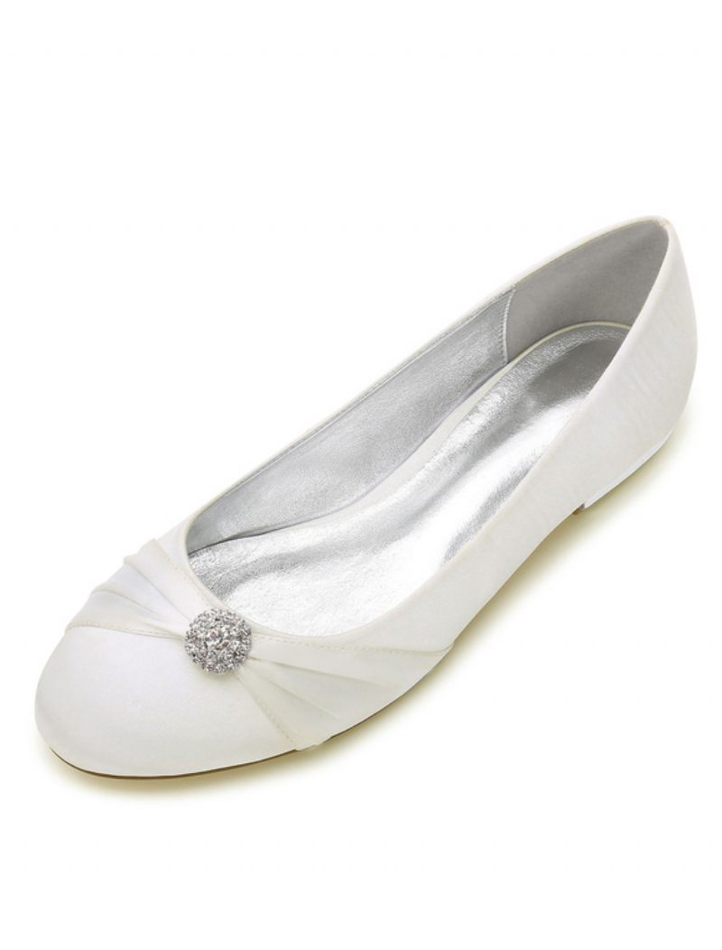 Chaussures Plates Mariage Strass Pour Femmes - Ivoire