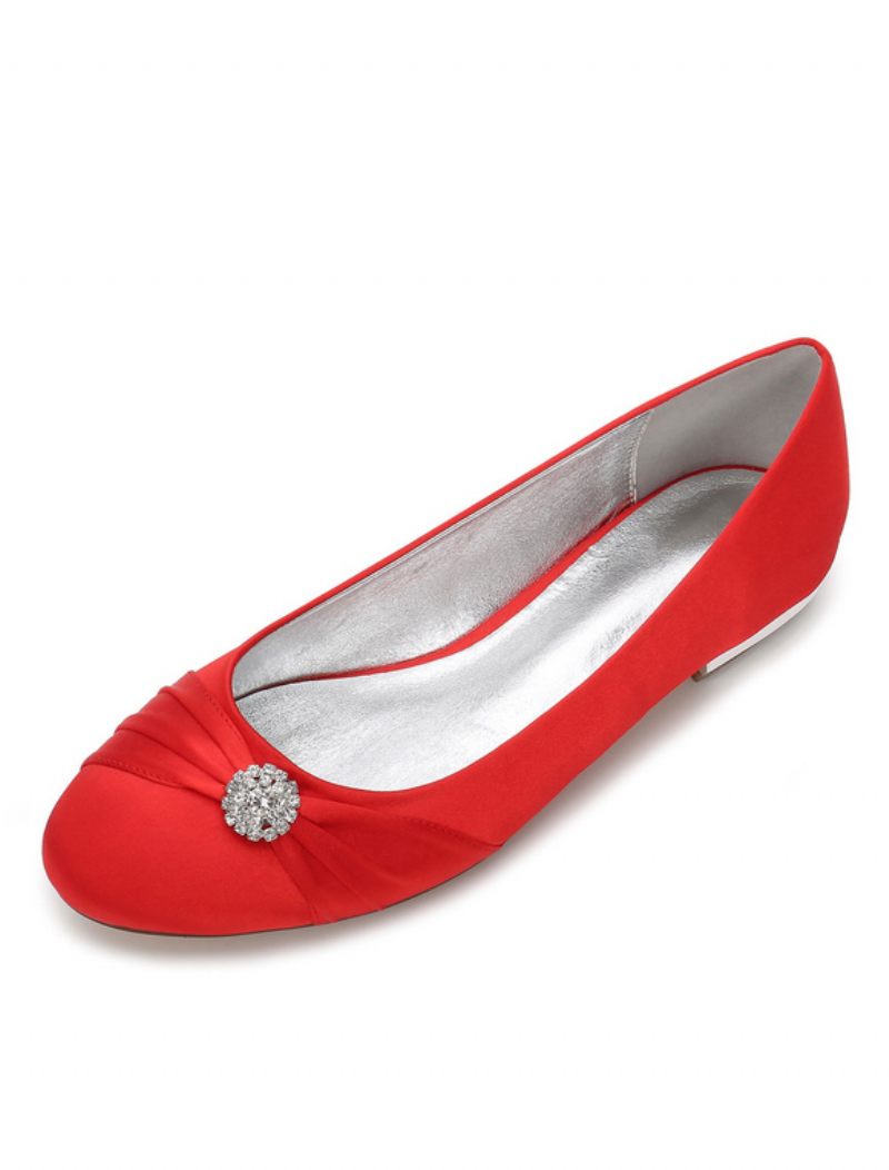 Chaussures Plates Mariage Strass Pour Femmes - Rouge