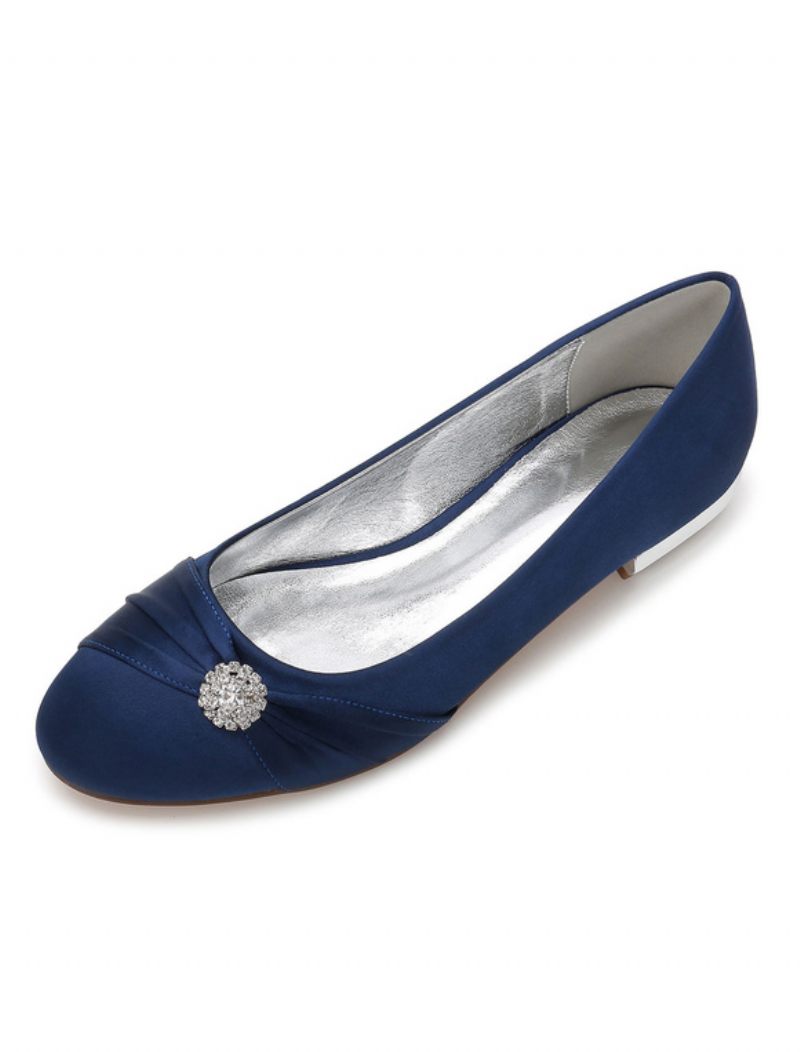 Chaussures Plates Mariage Strass Pour Femmes - Bleu Profond