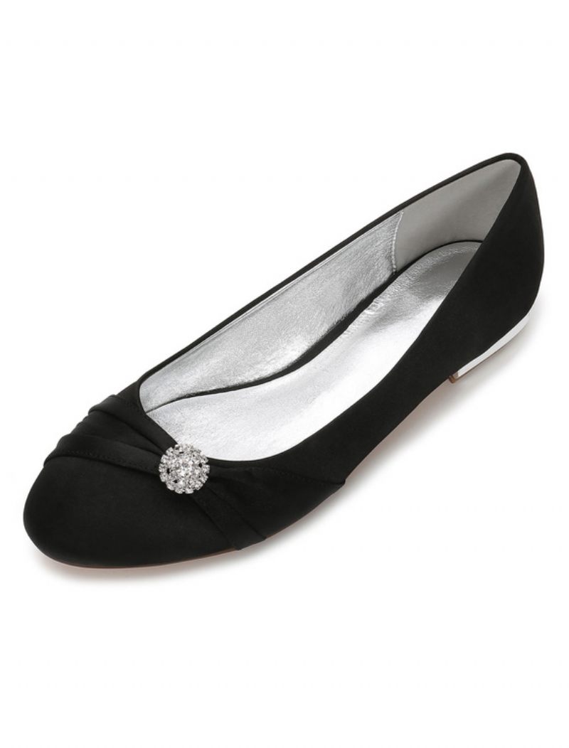 Chaussures Plates Mariage Strass Pour Femmes - Noir