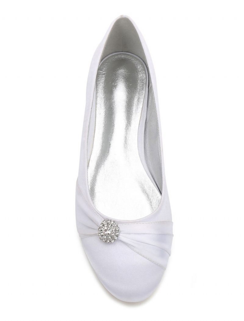 Chaussures Plates Mariage Strass Pour Femmes - Blanc