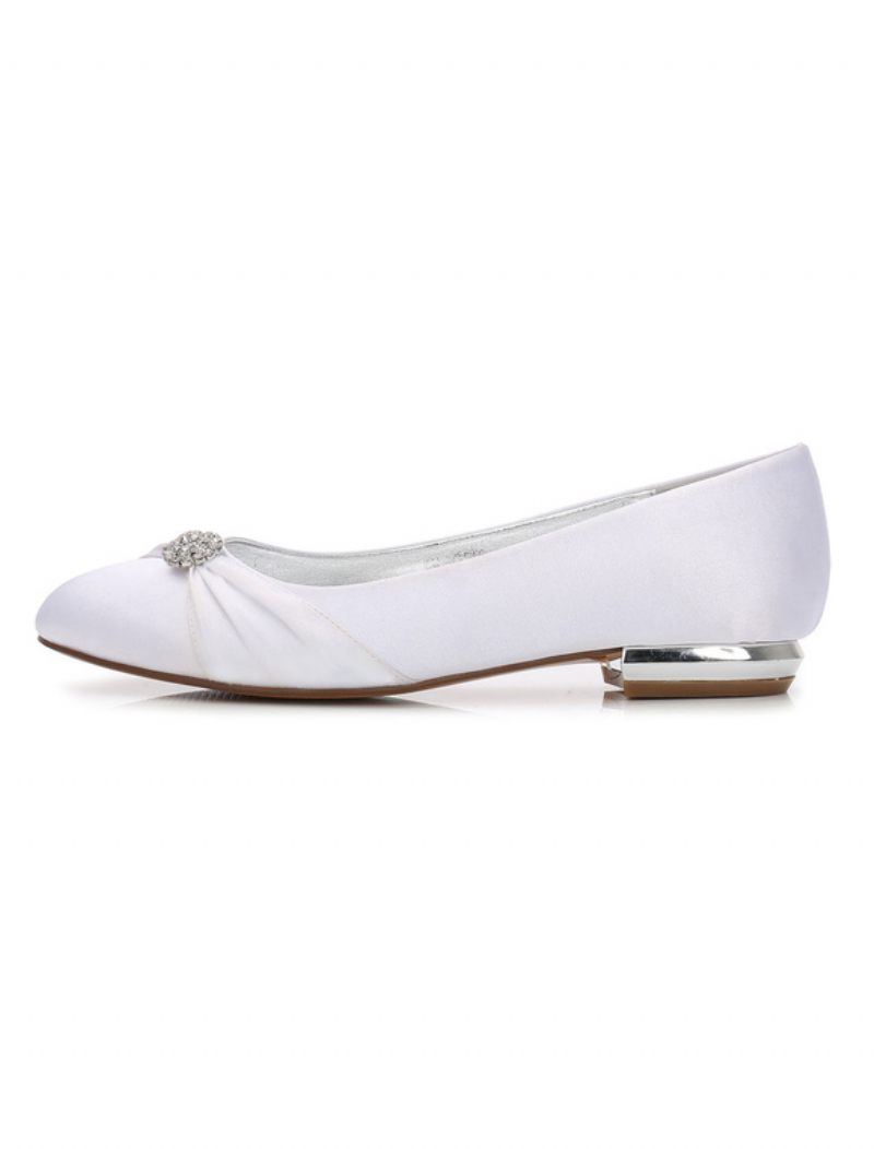 Chaussures Plates Mariage Strass Pour Femmes - Blanc