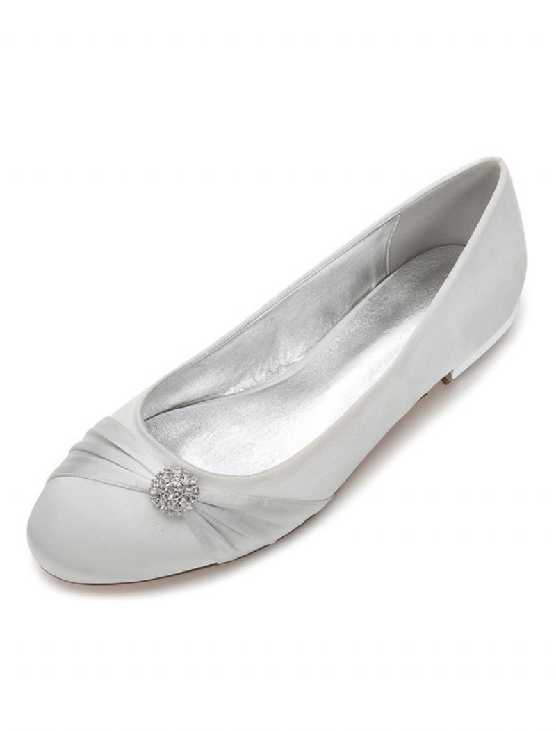 Chaussures Plates Mariage Strass Pour Femmes - Argent