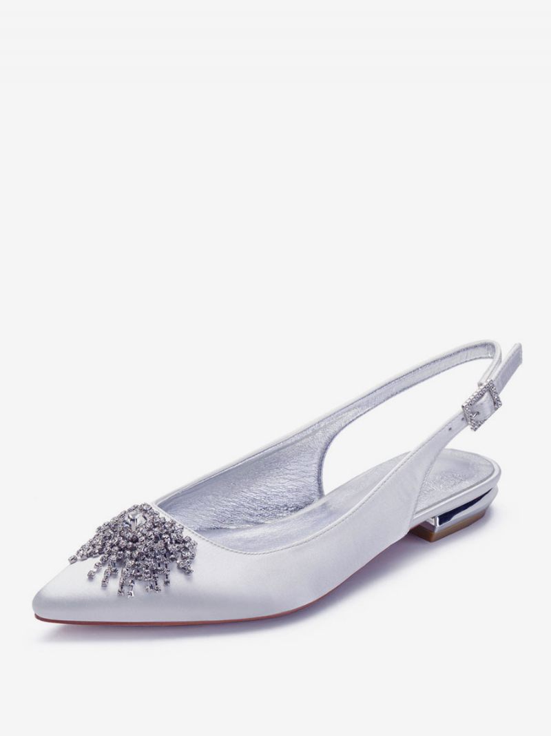 Chaussures Plates Mariage À Strass Pour Femmes - Argent