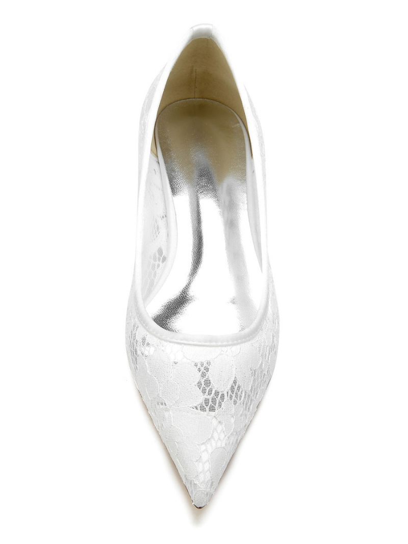 Chaussures Plates Mariée Dentelle Pour Femmes - Blanc