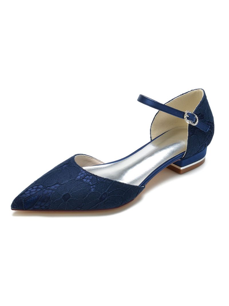 Chaussures Plates Mariée Mary Jane Pour Femmes - Bleu Profond