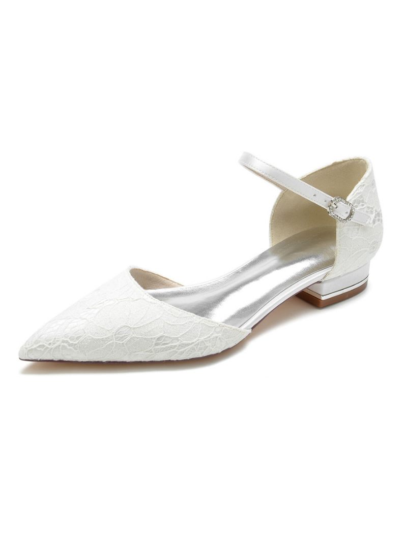 Chaussures Plates Mariée Mary Jane Pour Femmes - Blanc