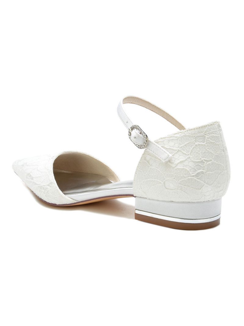 Chaussures Plates Mariée Mary Jane Pour Femmes - Blanc