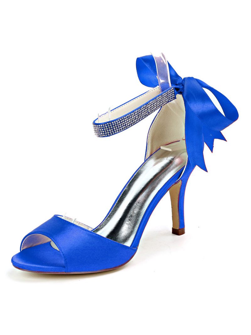 Sandales Mariée À Talons Et Bride La Cheville Pour Femmes - Bleu Royal