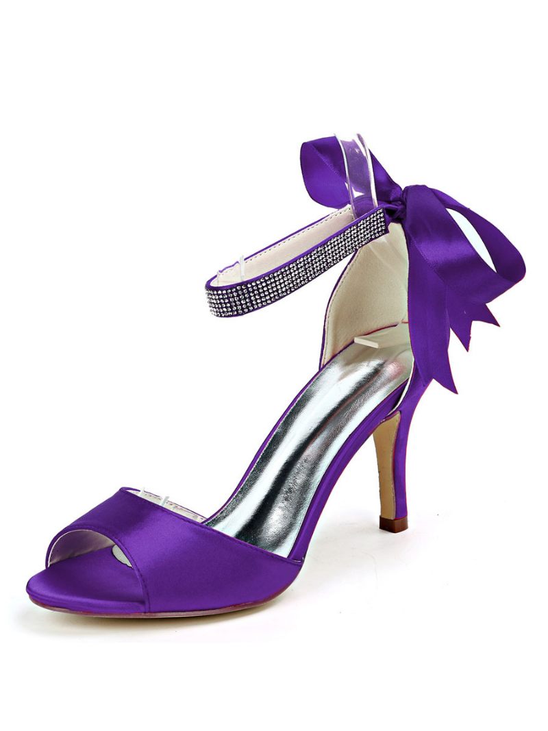 Sandales Mariée À Talons Et Bride La Cheville Pour Femmes - Violet Foncé