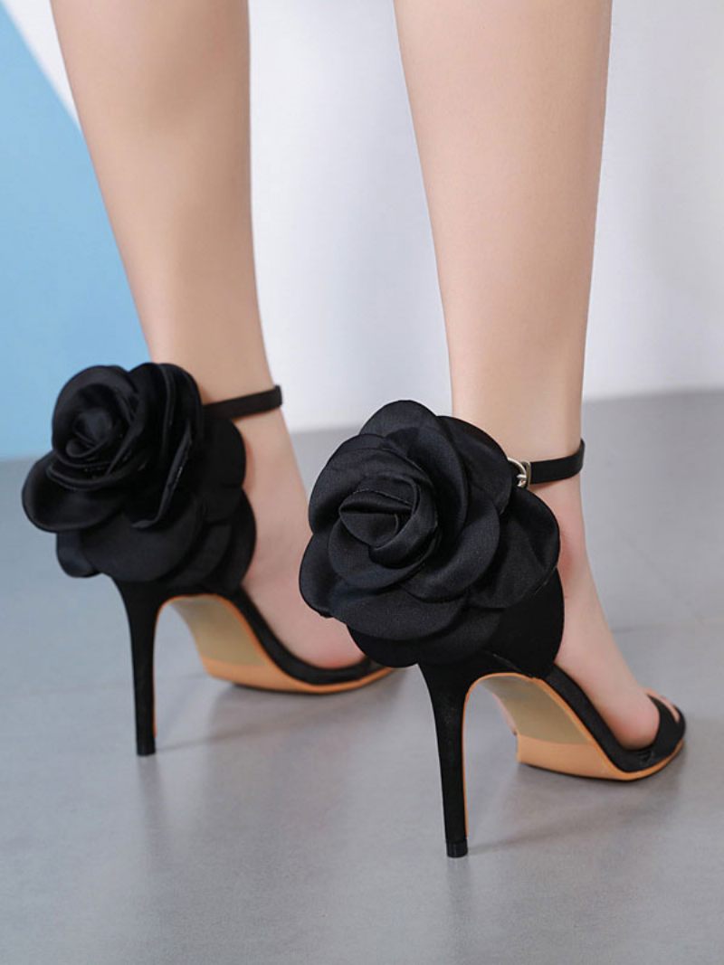 Sandales Soirée À Talons Et Brides Cheville Roses Pour Femmes Satin