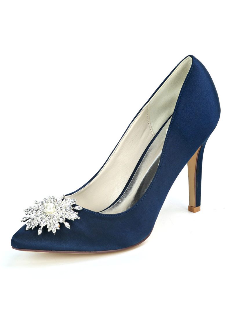 Talons Mariée Strass Pour Femmes - Bleu Profond