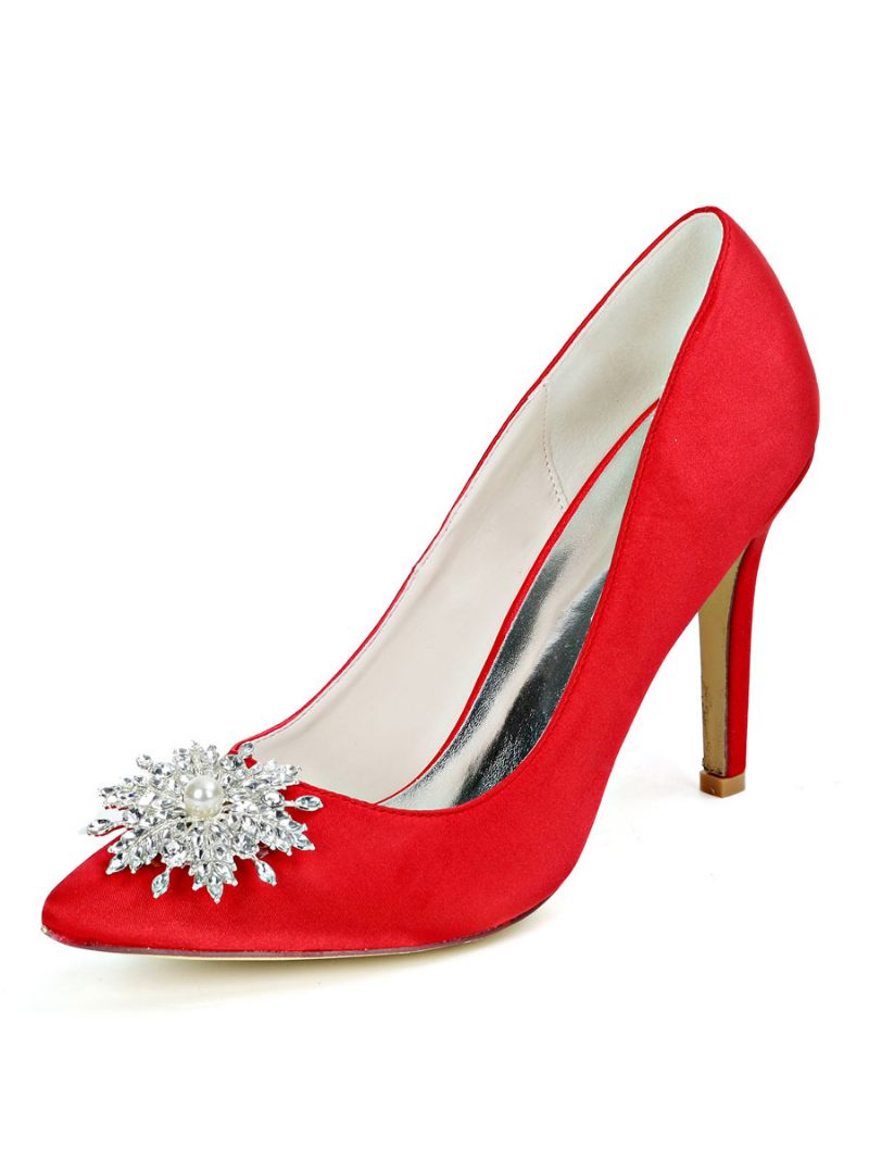 Talons Mariée Strass Pour Femmes - Rouge Ture