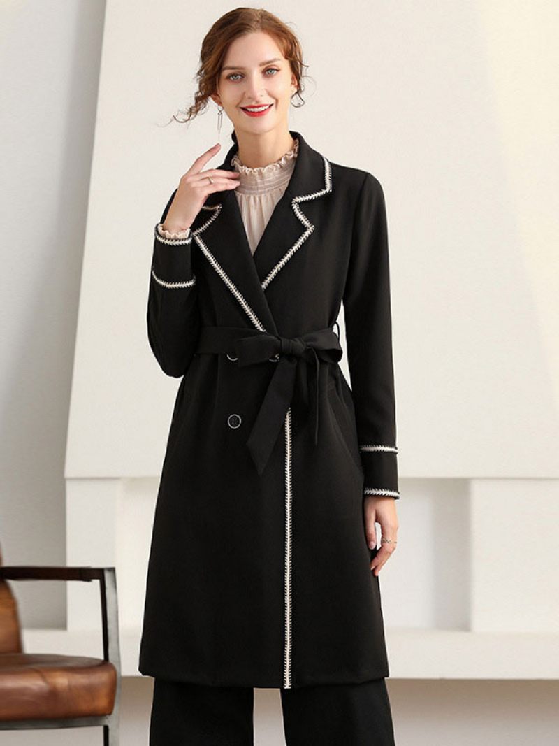 Trench-coat Pour Femme Manches Longues Revers Vêtements D'extérieur D'automne