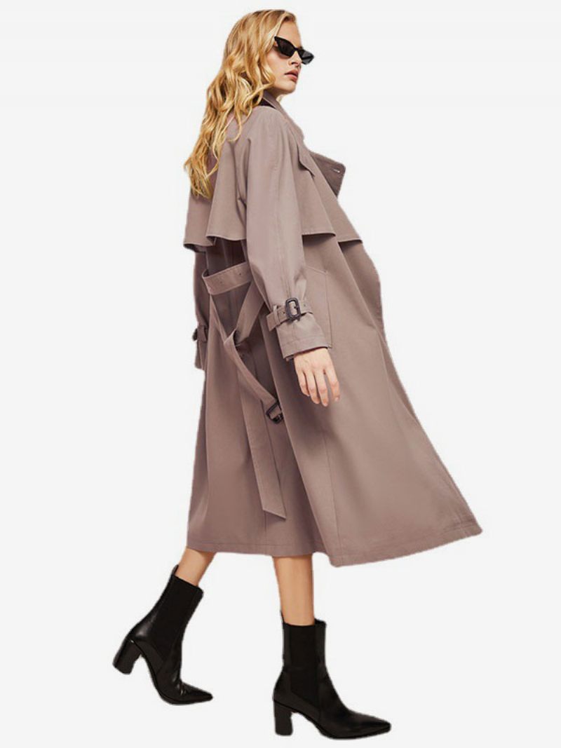 Trench-coat Pour Femme Rose Col Rabattu Vêtements D'extérieur Asymétriques - Rose