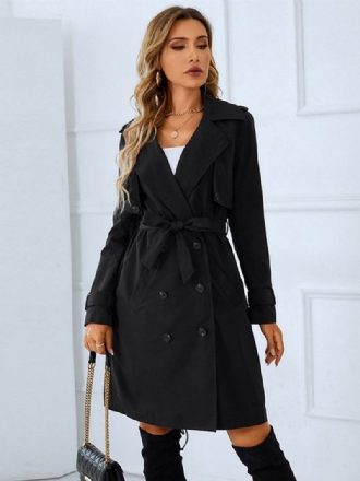 Trench-coat Pour Femmes Bonne Qualité Col Rabattu Boutons Manches Longues Vêtements D'extérieur Chauds D'hiver