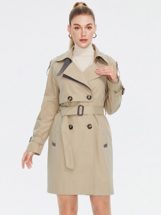 Trench-coat Pour Femmes Boutons À Revers Ceinturé Vêtements D'extérieur Coupe-vent