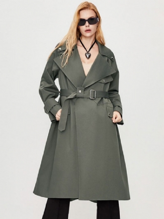 Trench-coat Pour Femmes Col Rabattu Manches Longues Boutons Vêtements D'extérieur D'automne