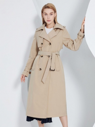 Trench-coat Pour Femmes Revers Double Boutonnage Chic Vêtements D'extérieur D'automne Et Printemps