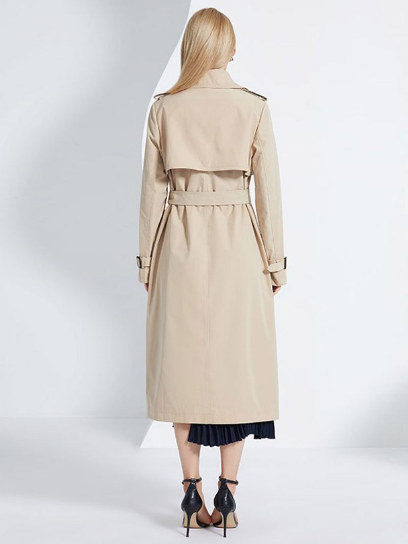 Trench-coat Pour Femmes Revers Double Boutonnage Chic Vêtements D'extérieur D'automne Et Printemps - Kaki