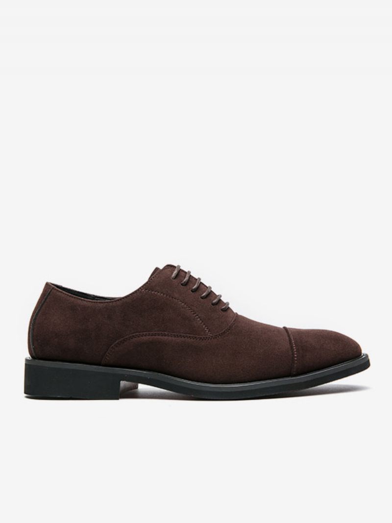 Chaussures Habillées Pour Hommes Bout Rond Cuir Suédé Oxford Mariage Bal - Marron Café