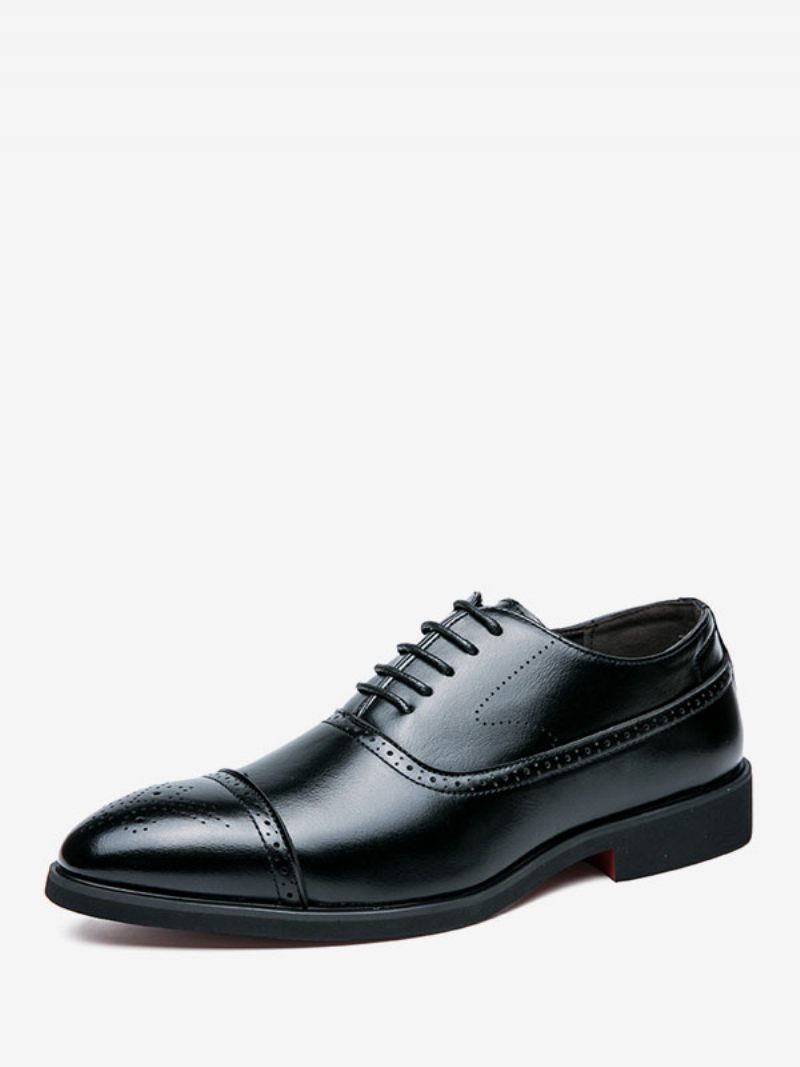 Chaussures Habillées Pour Hommes Bout Rond À Lacets Cuir Pu Oxford Marié