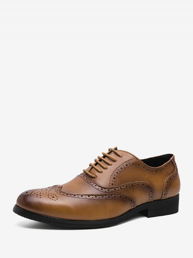 Chaussures Habillées Pour Hommes Bout Rond Oxford À Lacets Marié