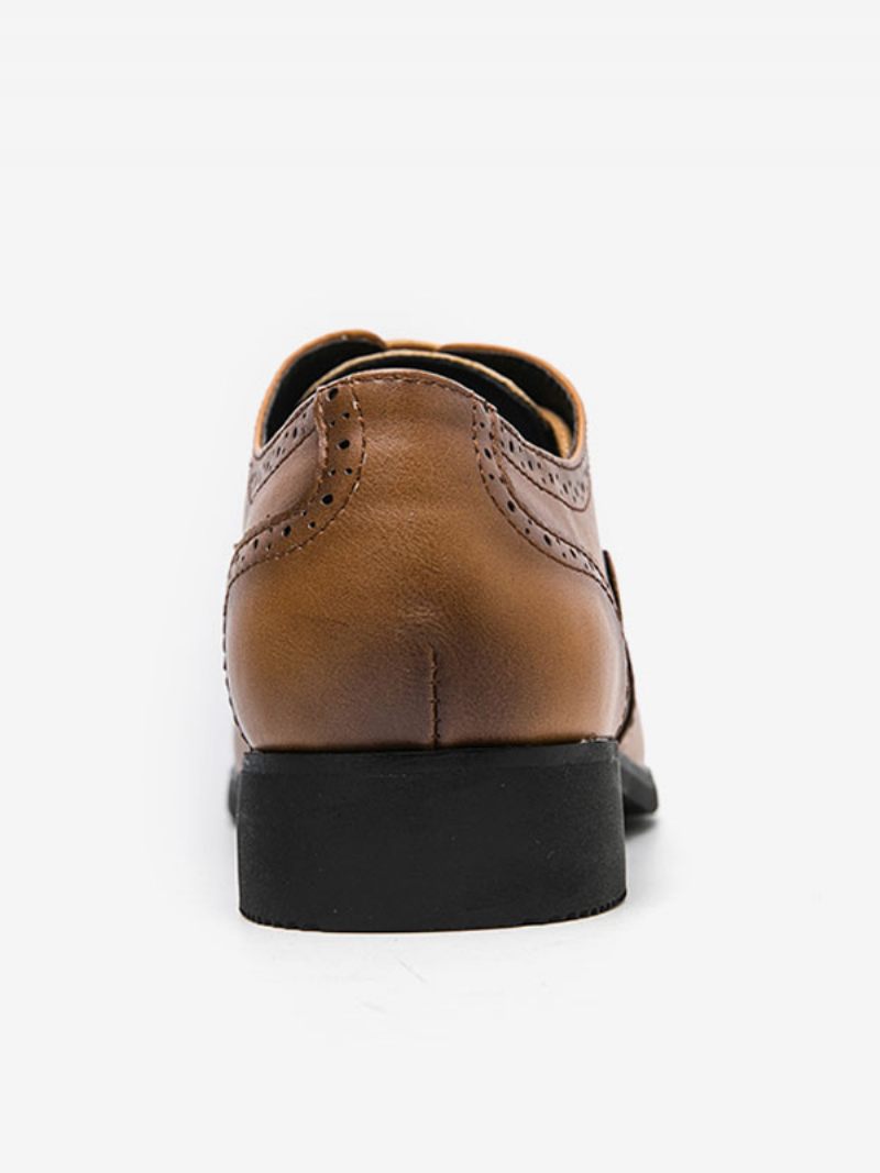 Chaussures Habillées Pour Hommes Bout Rond Oxford À Lacets Marié - Marron Café