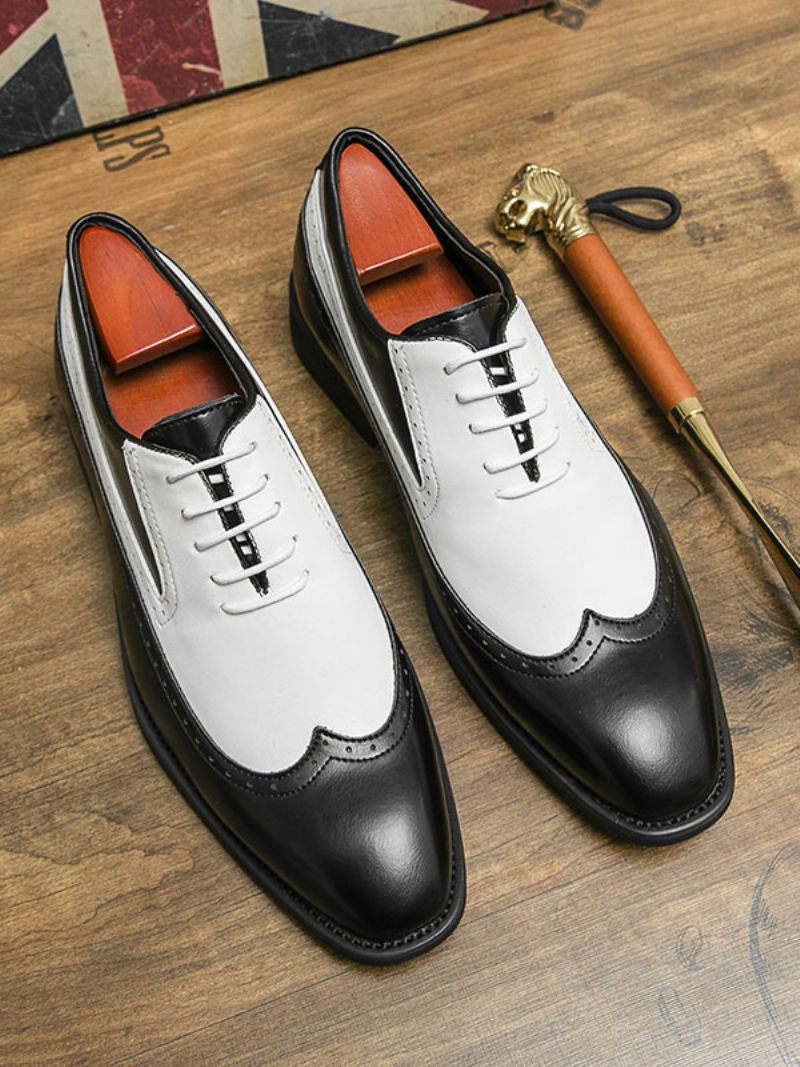 Chaussures Habillées Pour Hommes Bout Rond Sangle Réglable Cuir Pu Oxford Bal Fête Mariage Marié - Noir