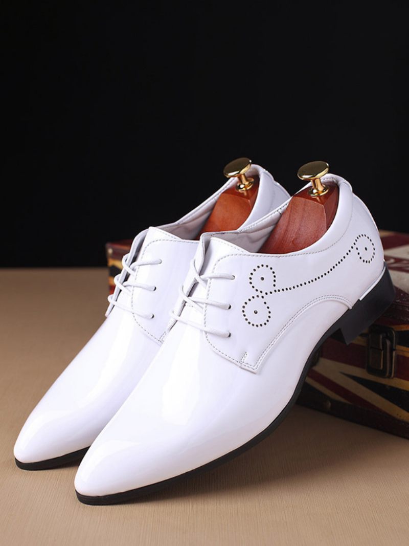 Chaussures Habillées Pour Hommes Cuir Pu À Bout Pointu Moderne - Blanc