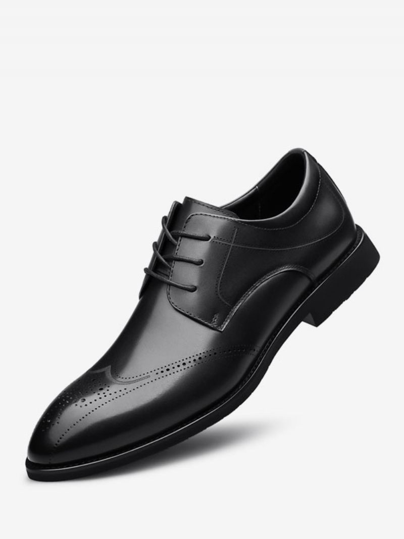 Chaussures Habillées Pour Hommes Cuir Pu Réglable À Bout Rond Moderne - Noir