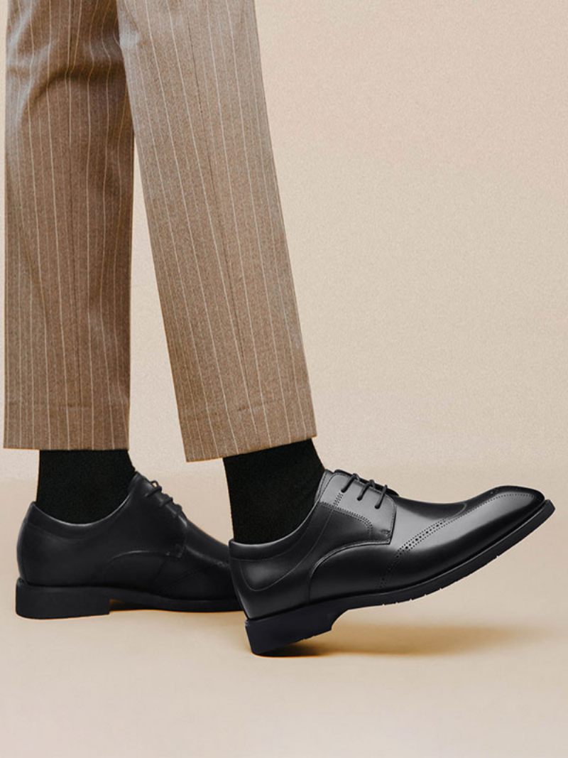 Chaussures Habillées Pour Hommes Cuir Pu Réglable À Bout Rond Moderne - Noir