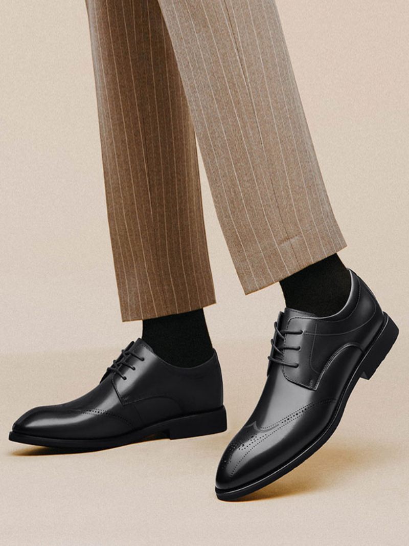 Chaussures Habillées Pour Hommes Cuir Pu Réglable À Bout Rond Moderne - Noir