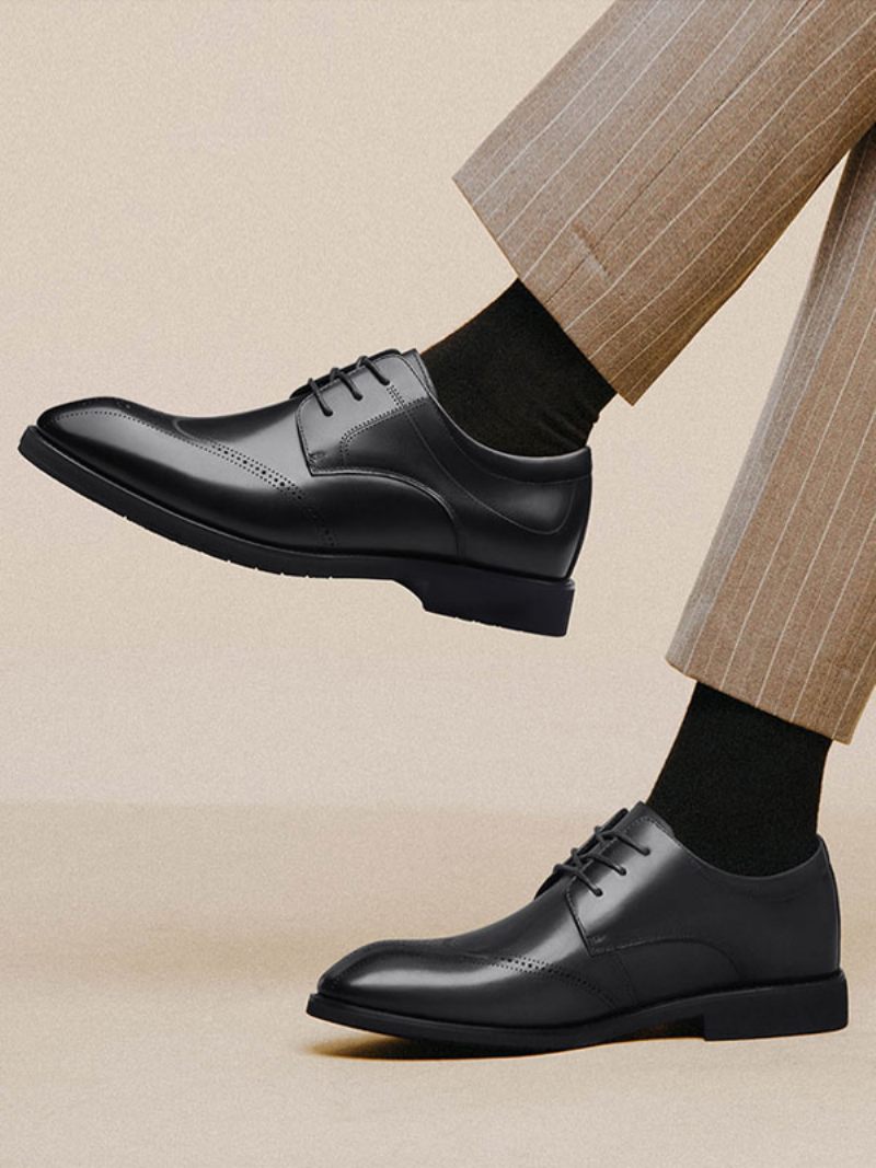 Chaussures Habillées Pour Hommes Cuir Pu Réglable À Bout Rond Moderne - Noir