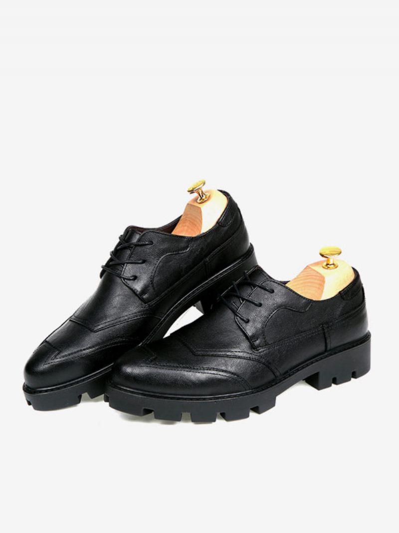 Chaussures Habillées Pour Hommes Cuir Pu Réglable À Bout Rond Moderne - Noir