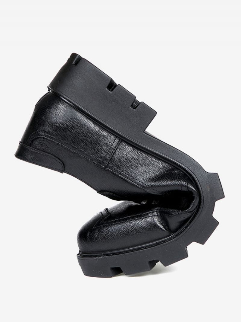 Chaussures Habillées Pour Hommes Cuir Pu Réglable À Bout Rond Moderne - Noir