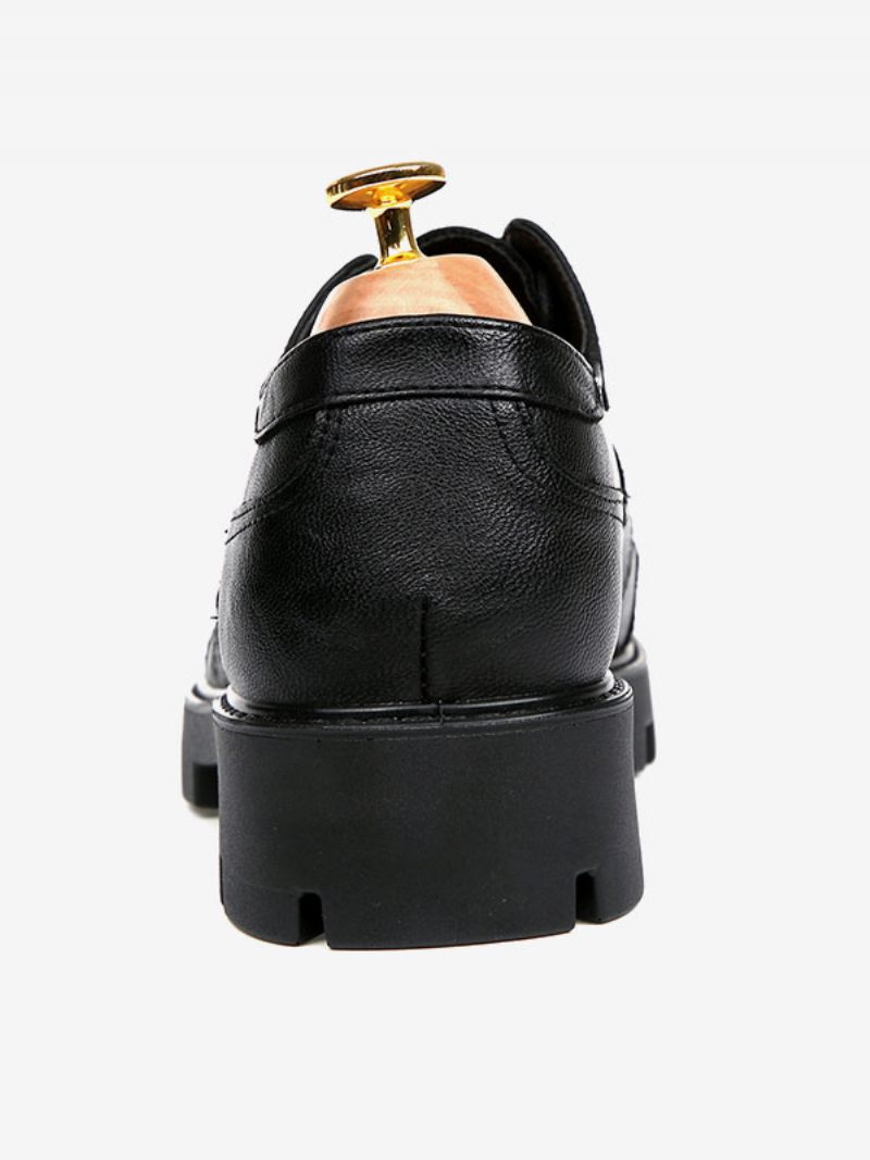 Chaussures Habillées Pour Hommes Cuir Pu Réglable À Bout Rond Moderne - Noir