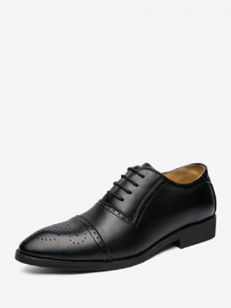 Chaussures Habillées Pour Hommes Élégantes À Bout Pointu Lacets Cuir Pu