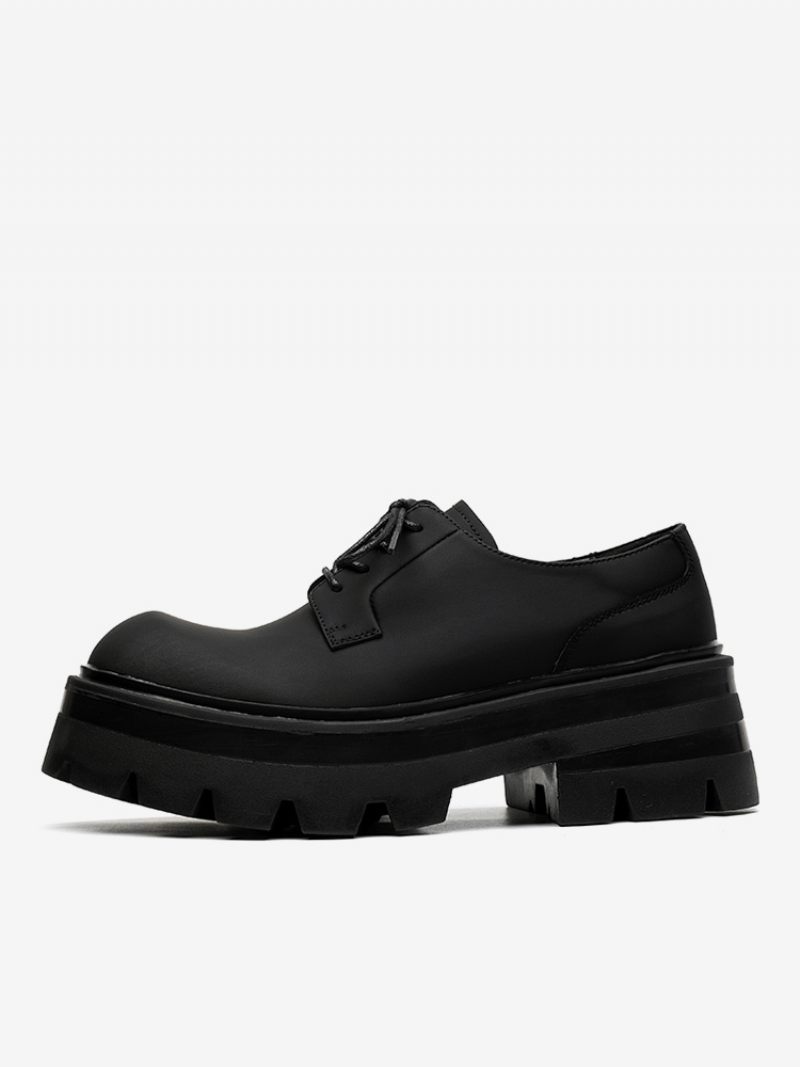 Chaussures Habillées Pour Hommes Élégantes À Bout Rond Avec Sangle Réglable Cuir Pu - Noir